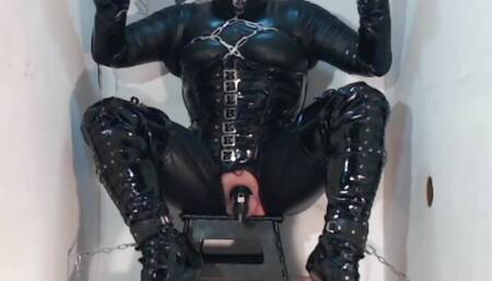 Fetish gloryhole slut in boots and PVC services many hard rubber cocks