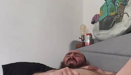 Fat chastity pig shoots from vibrator
