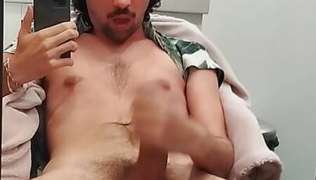 Jerking his autistic and virgin cock