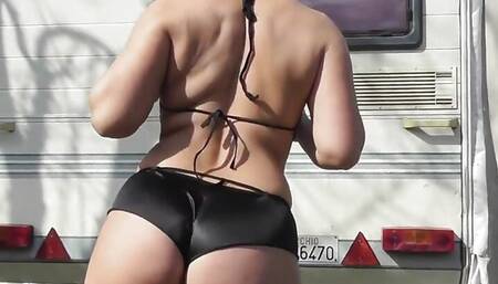 I piss with the dildo in my ass while they watch me