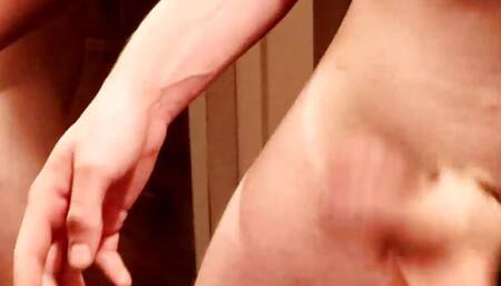hot guy hides in closet and release a load of cum!!