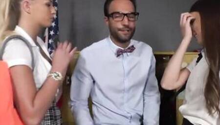 SCAM ANGELS - babe Schoolgirls Izzy Lush & Sophia Lux Hardcore Banged! By Lucky Professor