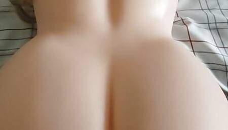 Slapping big round white ass (my sex doll)