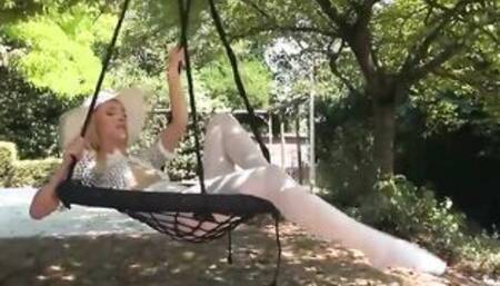 German slim blonde 18 yo yo into white tights pov banged