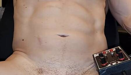Showing off my fit body while estim and electro my cock