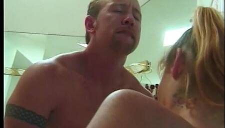 Lusty blond gets her round ass pounded doggystyle at home