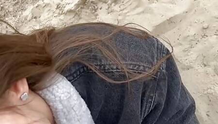 My 18 year old wife gives me a blowjob near the ocean