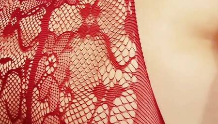 MILF in red lingerie sucks and fucks hard