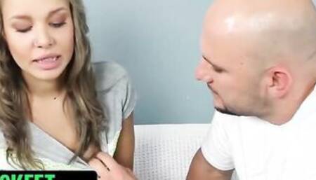 TeamSkeet - Teeny Goddess With Braces Liza Rowe Tears Up While Deepthroating And Gagging On Gigantic Cock