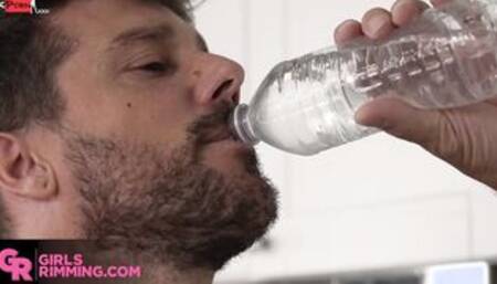 GIRLSRIMMING - Wicked red Lacy Lennon giving a juicy rimjob to the handyman