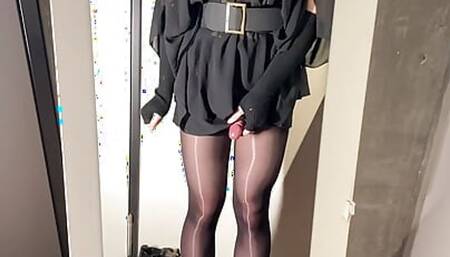 handjob in front of mirror