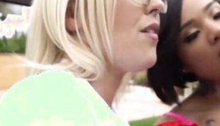 ScamAngels - Honey Gold And Summer Day two Hot American PAWG Barely Legal Public 3-Way