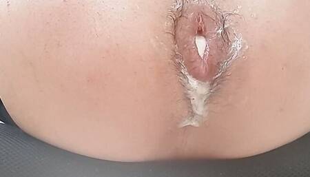 Femboy fuck his creamy hairy asshole until gape