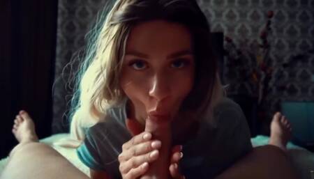 Hot Blonde Amateur Model Sucks and Swallows for a Job!