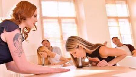 Sweet sluts Rebecca Volpetti, Carly Rae and Gina are getting double penetrated