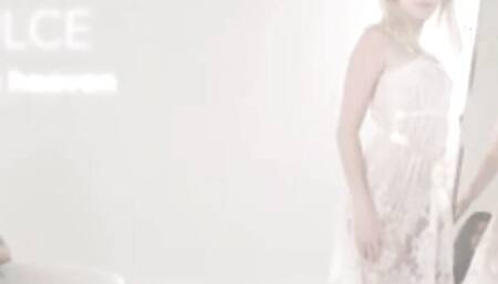 Two gorgeous models, Slavic Emma White and Latina Dulce look like two angels in heaven in a smoky haze