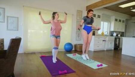 Codi Vore and Abigaiil Morris lesbian workout scenes and lesbian scenes together