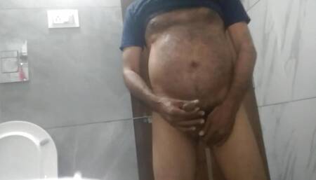 In the night bathroom dick play with night dress