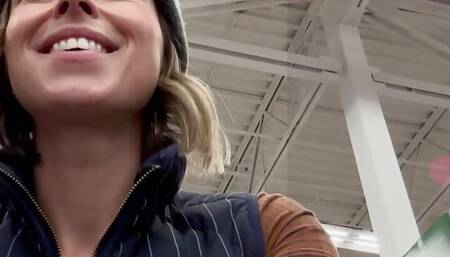 Public cumming in grocery store with Lush remote controlled vibrator