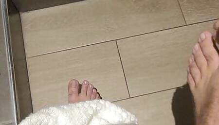Gym shower, dry and cared for feet