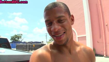 Black nympho stud fucked outdoor by big dick in anal hole