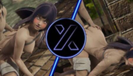 Хината трахается на заднем дворе своего дома с любовником