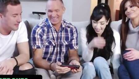 FamilyStrokes - StepFamily Taboo Group Sex With Step Daughter Judy Jolie And Long Tit Stepmom Becky Bandini