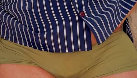 Hairy bear arrives from work and takes off his clothes