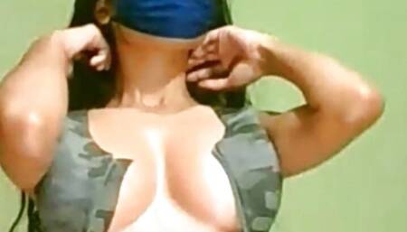 Telugu young girl romantic nude show natural beauty. shining boobs