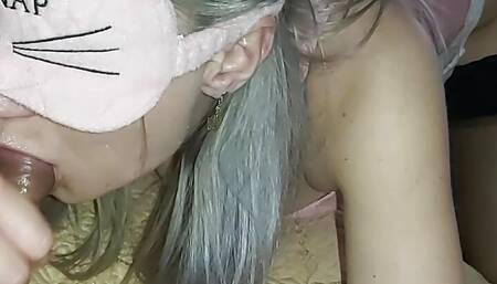 Let me suck on your balls and hard dick. You got to try my wife's mouth!