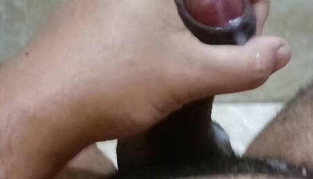 Jerking off in the bathroom cumming