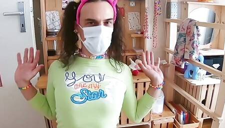 Masha Valentina introducing herself - hot amateur sissy with colorful cloth and sexy butt