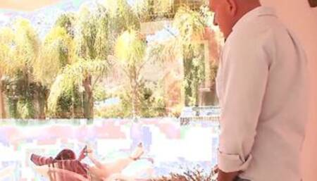 eighteen year mature Year Older Dark Hair Getting Banged By An Older Man And Swallows His Cum