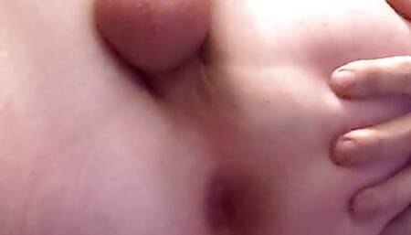 Big cumshot from behind with anal contractions