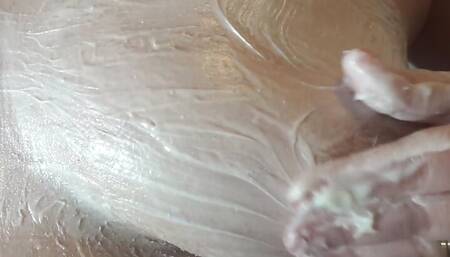 getting messy breasts in White chocolate sauce