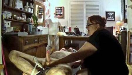 Naked man tied with legs in the air- 2 of 2 Cam 1-BBW domination,BBW bondage,male bondage,man in bondage,amateur,man tied up,handjob,strapped down,edging,edged,post cum play,polishing,ruined orgasm,bound and gagged man,post orgasm torment,