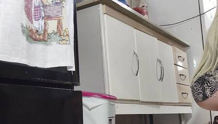 Sex with the stepmom in the kitchen