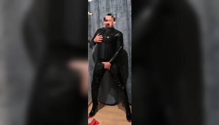 Hubert Kate trying on new latex corset
