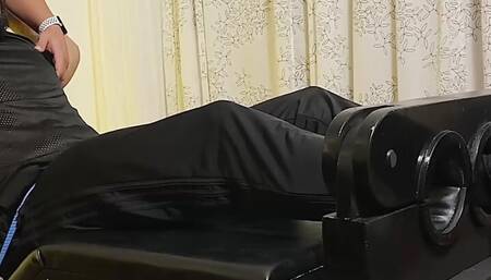 Restrained hunk Rikk tickled all over feet in threesome