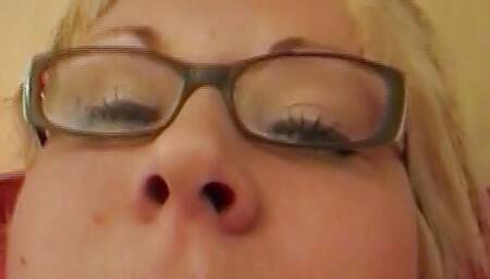 A chubby German lady getting warm cum inside her mouth in POV