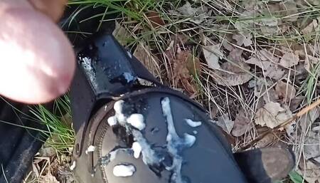 Puppy woof in public all covered in Daddy's hot fucking cum!