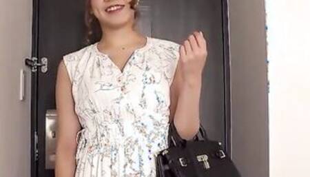 Kneeling, Yukari Mori sucks our cock