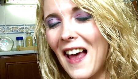 Lucky Guy Bangs Beautiful Blonde Babe In The Kitchen