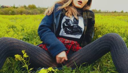 We went with a friend to the forest and she decided to masturbate in nature.