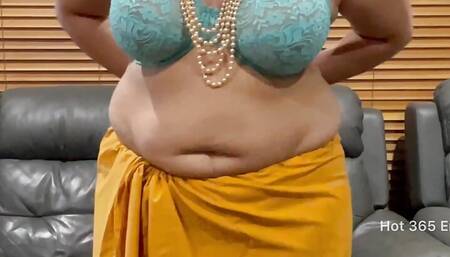 Beautiful Indian Milf Changing Saree - Teases in Bra, Panty, Saree Blouse & Skirt