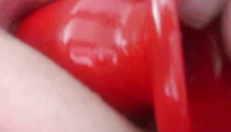 Love my big red butt plug in my ass