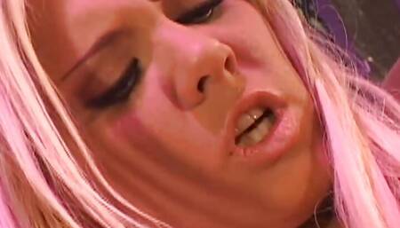 Hot blonde lesbian Ashely Steel, Frankie Dashwood with a dildo in her pussy.