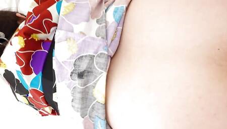 Asian Yuuka Kamakura in kimono is sucking dick and getting nailed hard.