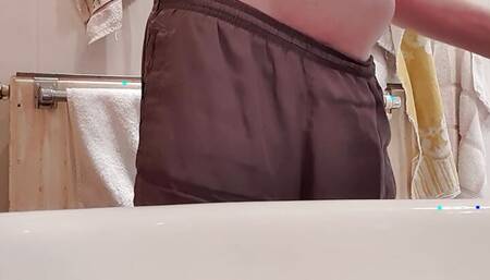 Tie up the foreskin and piss