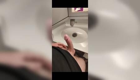 Jerking my cock in the toilet of the train